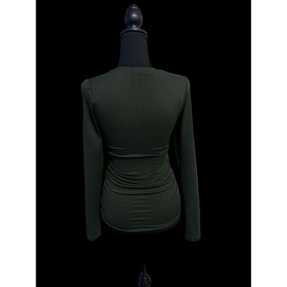 SUSANA MONACO Long Sleeve Ruched Top V-Neck Elastic Detail resort summer travel - Picture 7 of 10